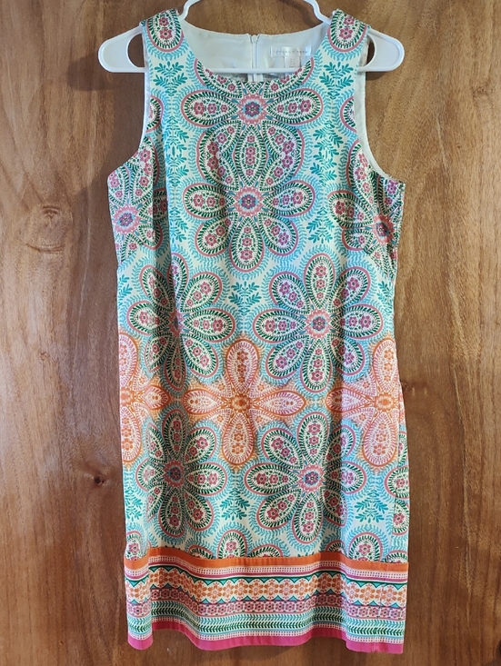 London Times Dresses & Skirts - Pretty London Times Sheath Dress Turquoise Pink Floral Stretch Preppy Brunch 8